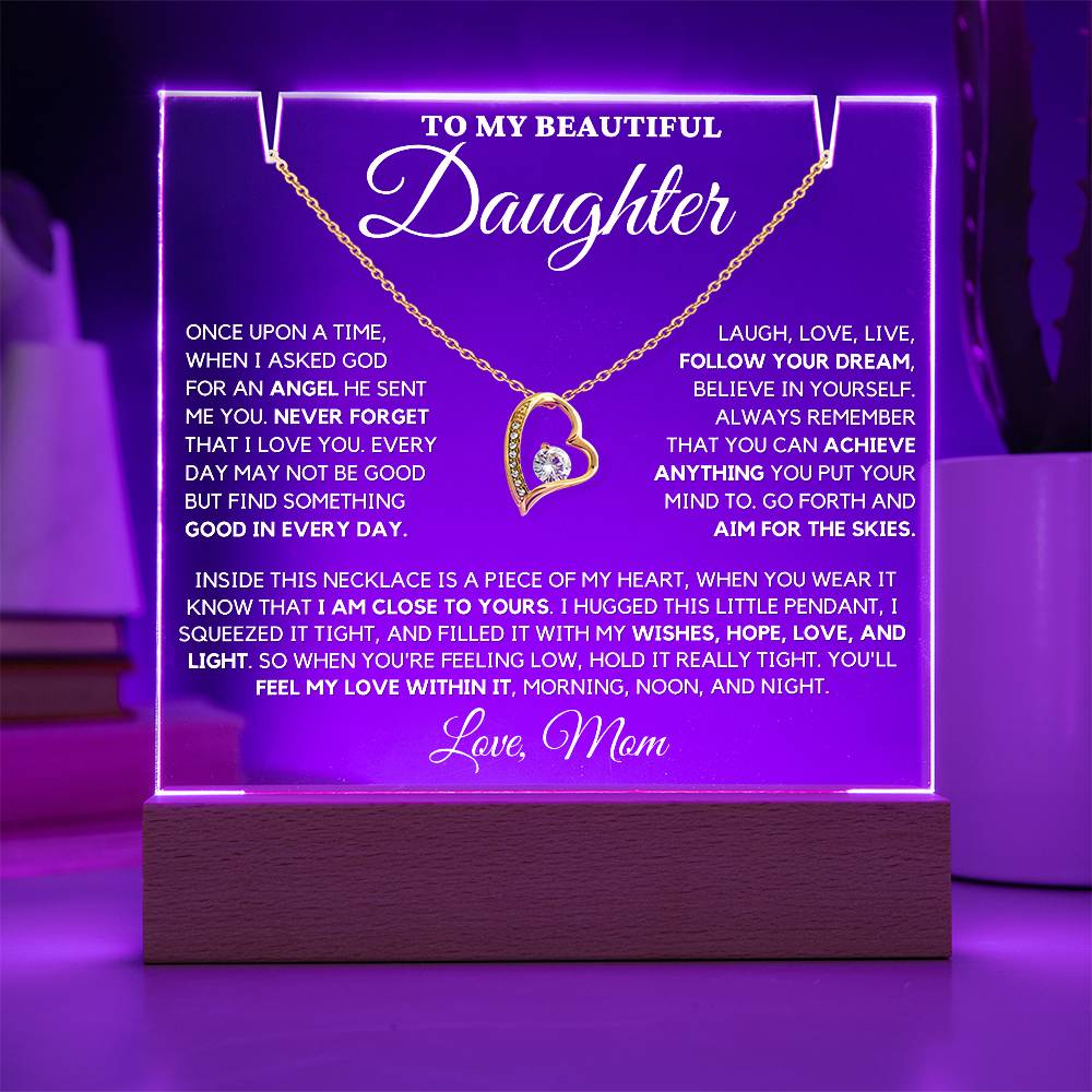 Daughter Gift "Never Forget" Keepsake Necklace Bundle From Mom