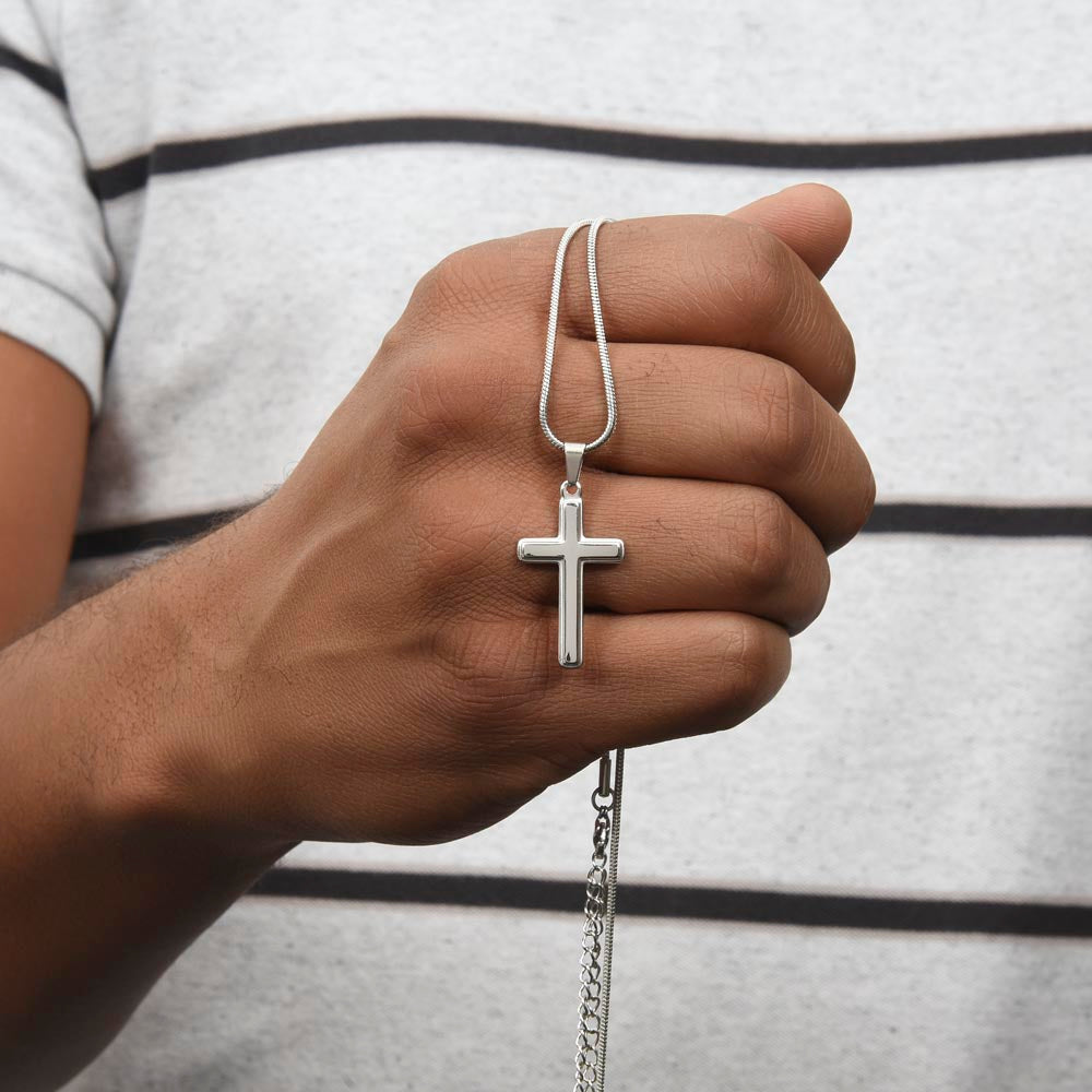 Son "You Make Me Proud" Cross Necklace From Dad