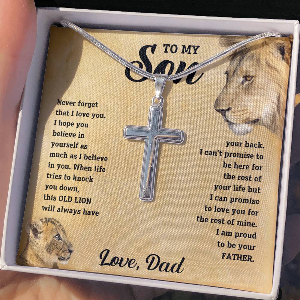 Son "Believe In Yourself" Cross Necklace From Dad
