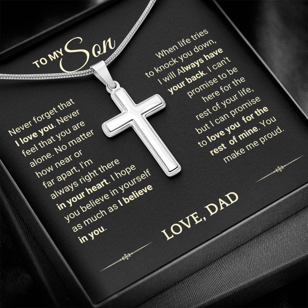 Son "You Make Me Proud" Cross Necklace From Dad