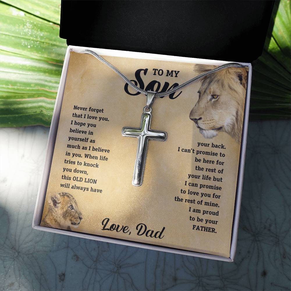 Son "Believe In Yourself" Cross Necklace From Dad