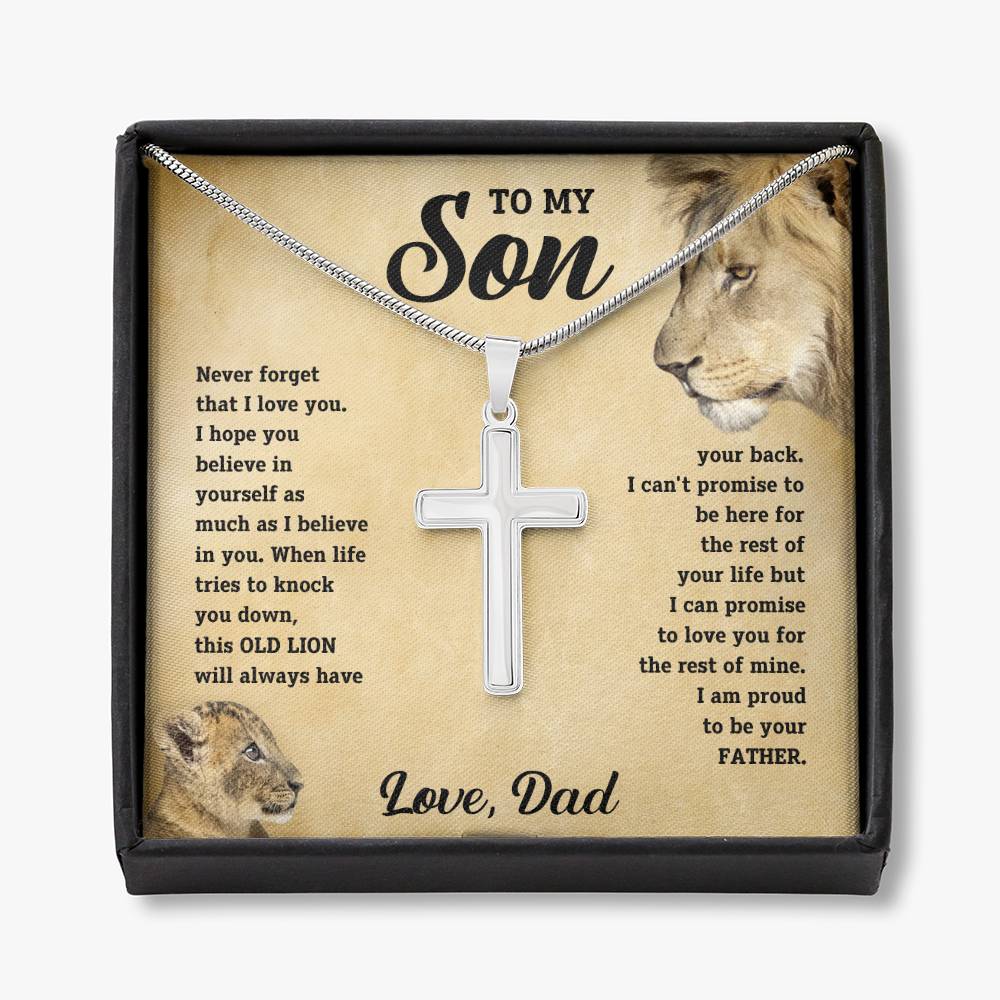 Son "Believe In Yourself" Cross Necklace From Dad