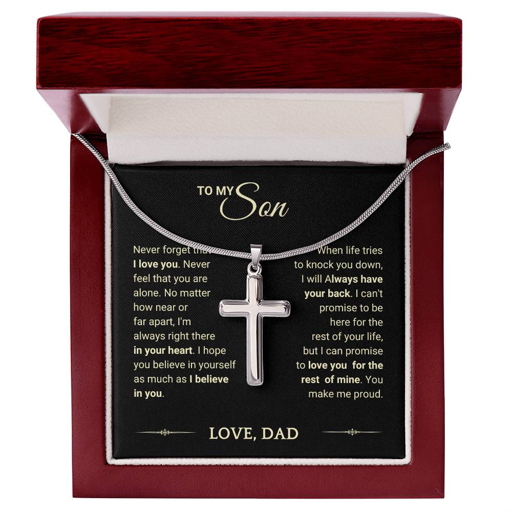 Son "You Make Me Proud" Cross Necklace From Dad