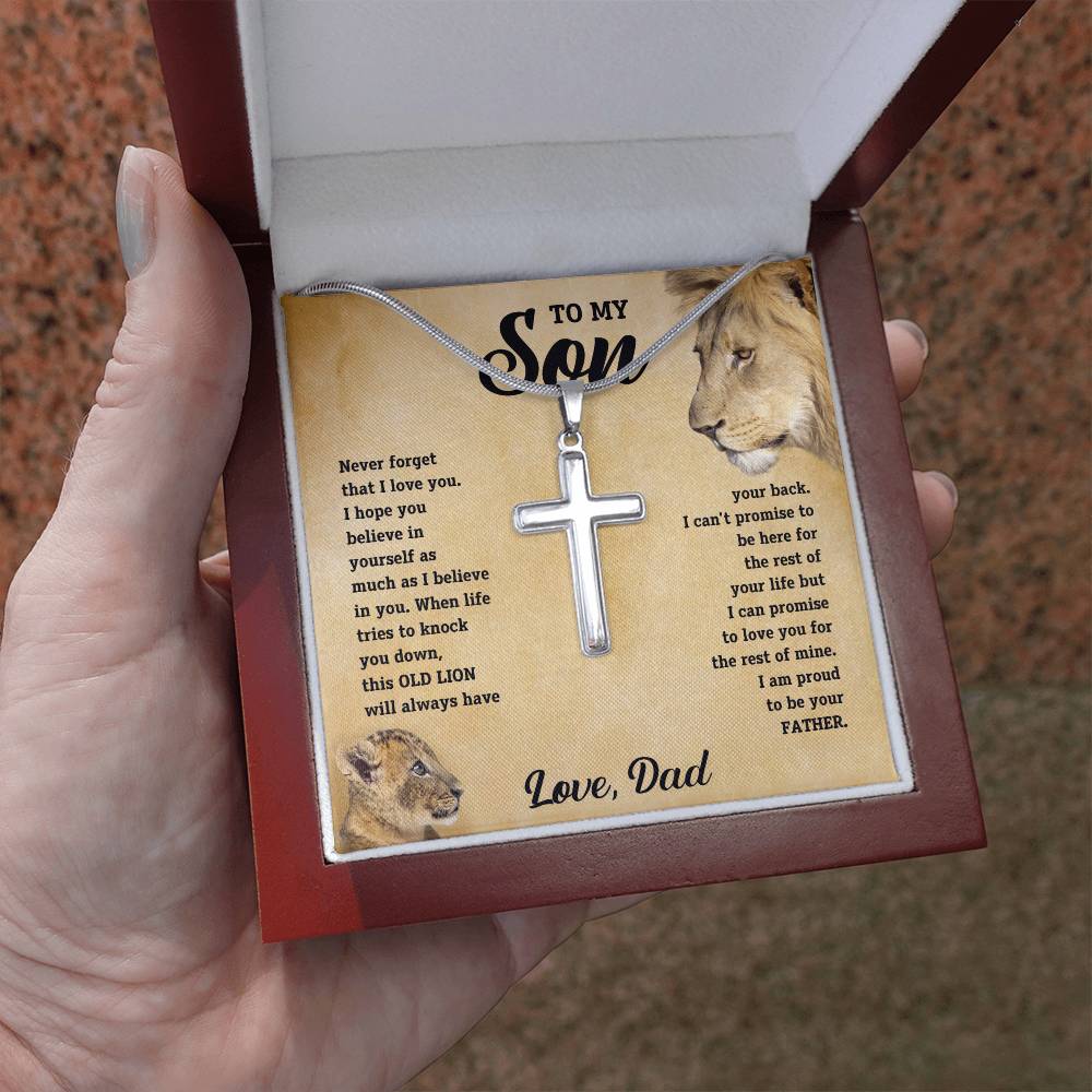 Son "Believe In Yourself" Cross Necklace From Dad