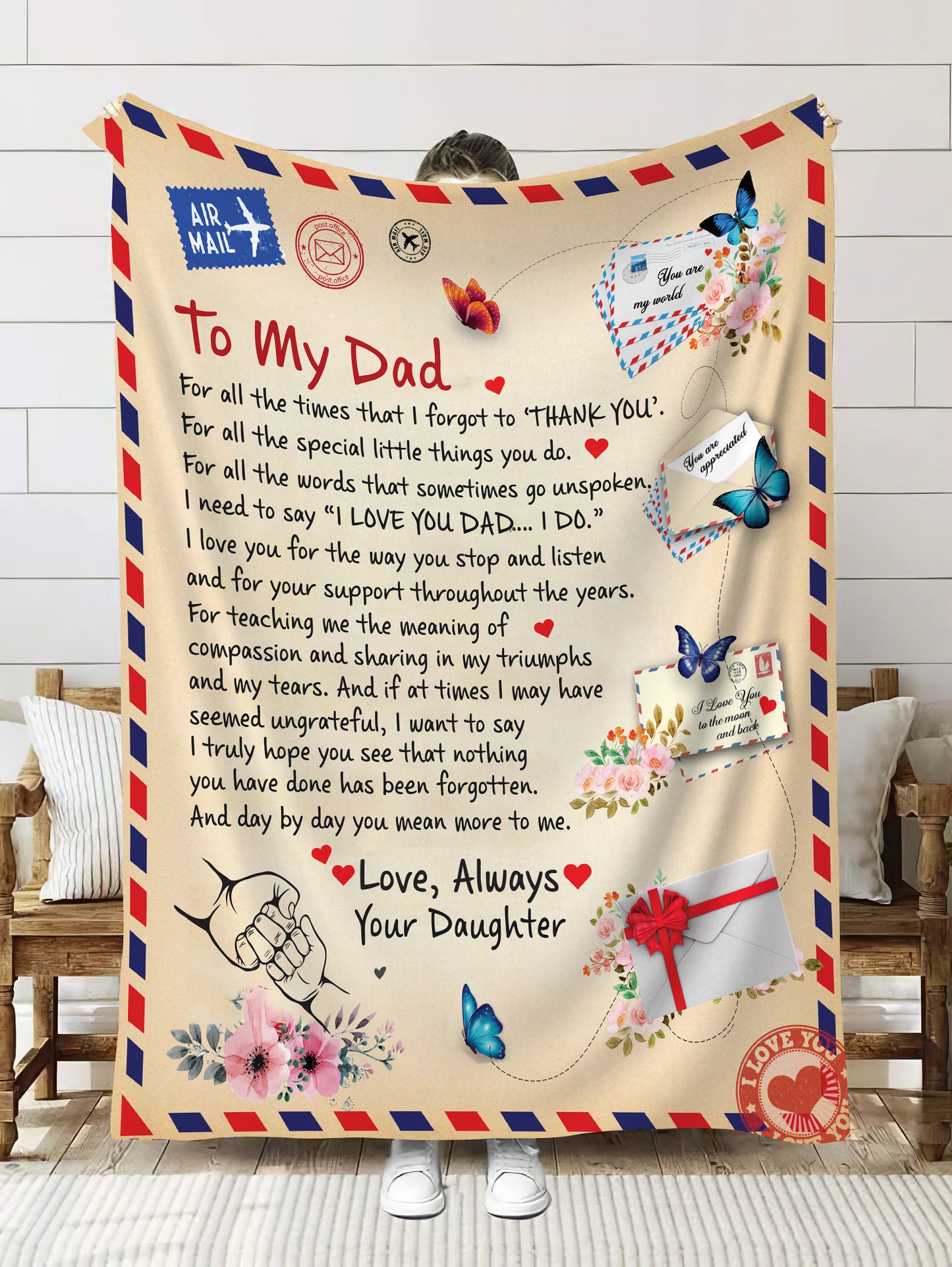 Dad - Personalized Giant Post Card Blanket