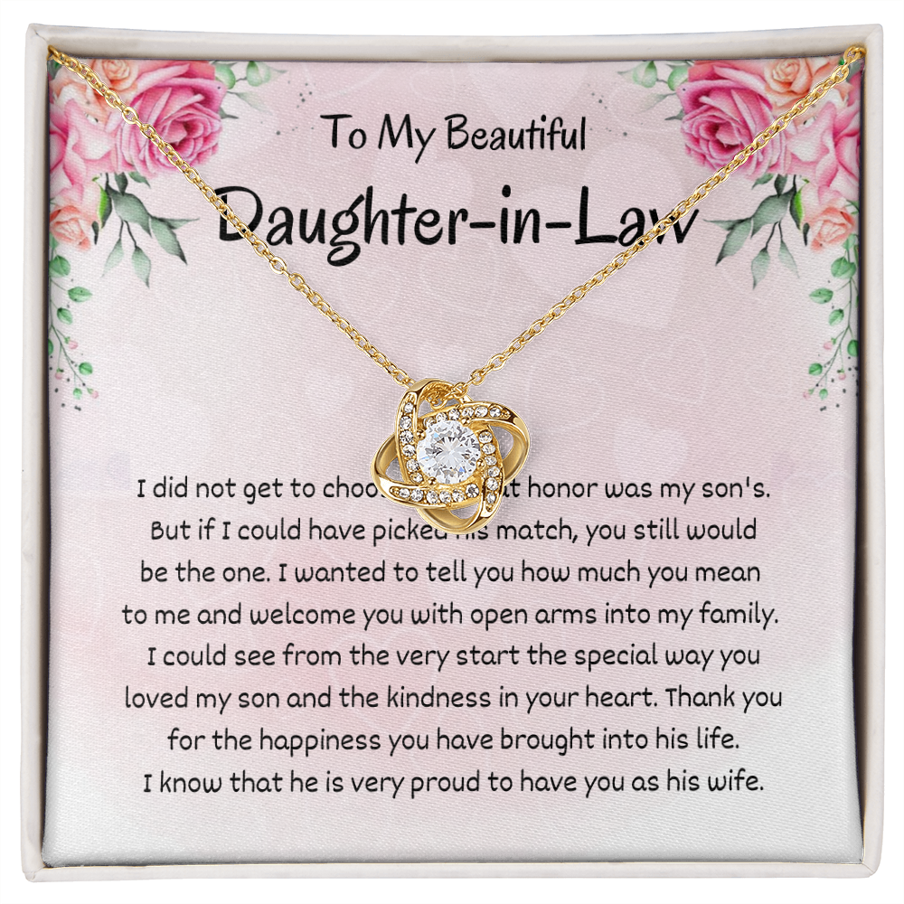 Daughter in Law - You still would Be - Birthday, Bonus Daughter, Love Knot Necklace, for Women, Female Gift