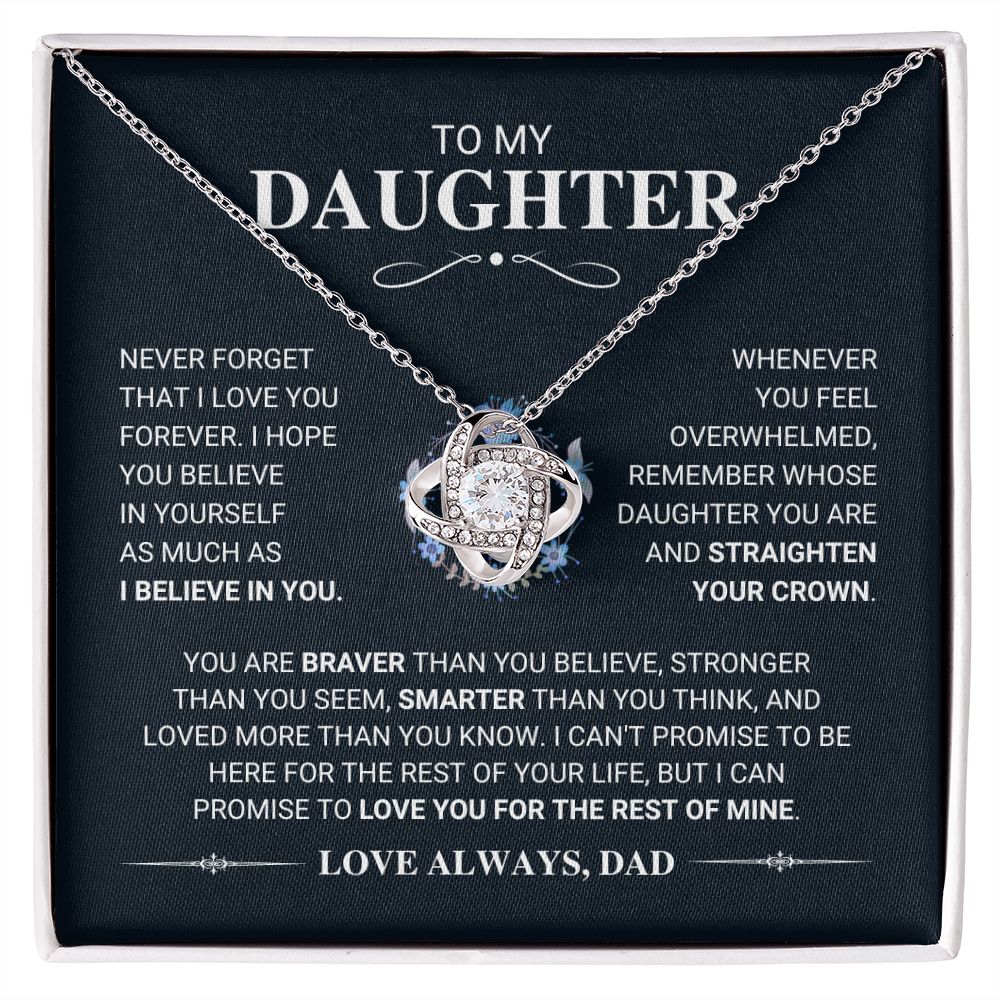 To My Daughter "Straighten Your Crown" Love Knot Necklace