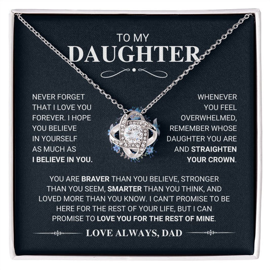 To My Daughter "Straighten Your Crown" Love Knot Necklace