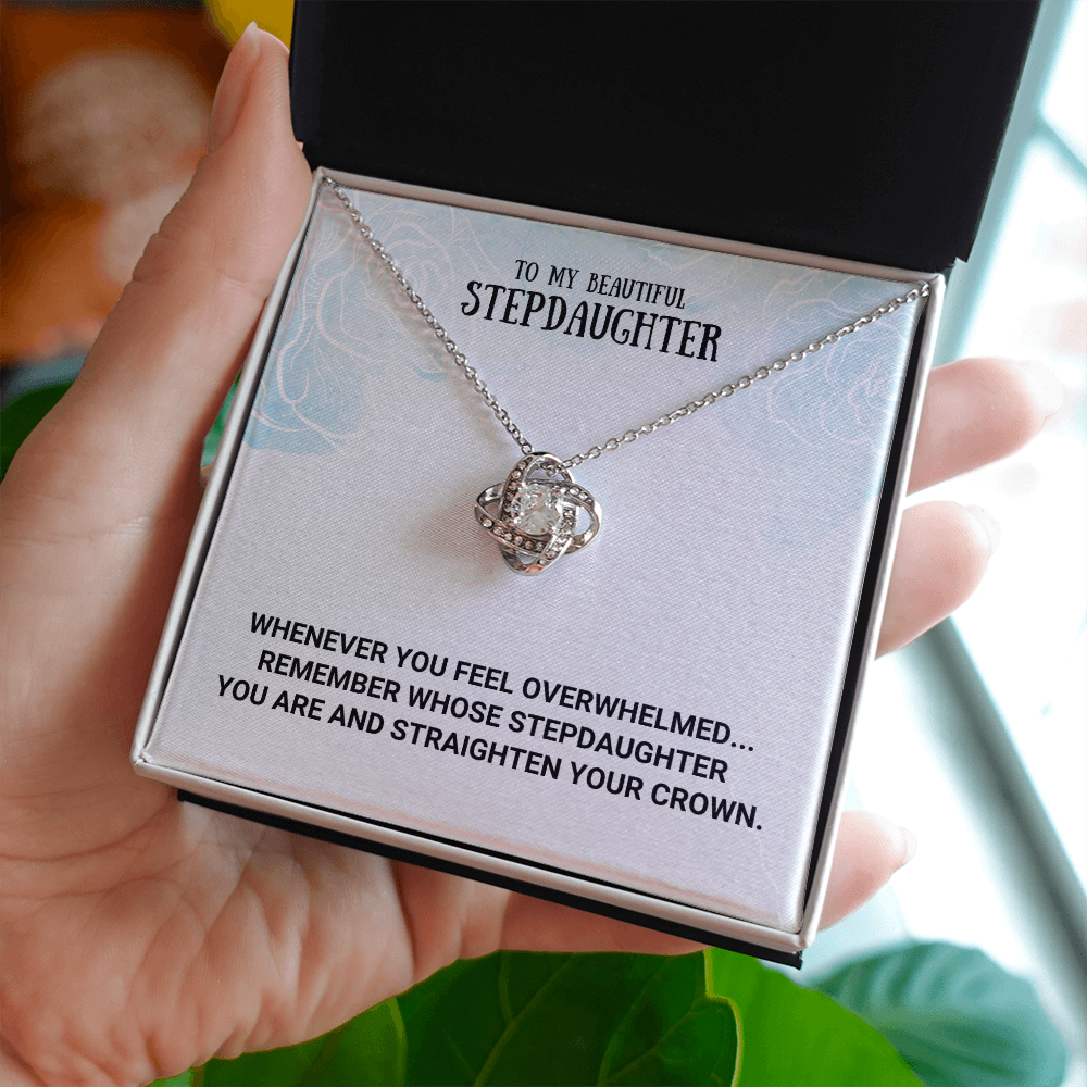 Stepdaughter - Remember - Birthday, Bonus Daughter, Love Knot Necklace, for Women, Female Gift