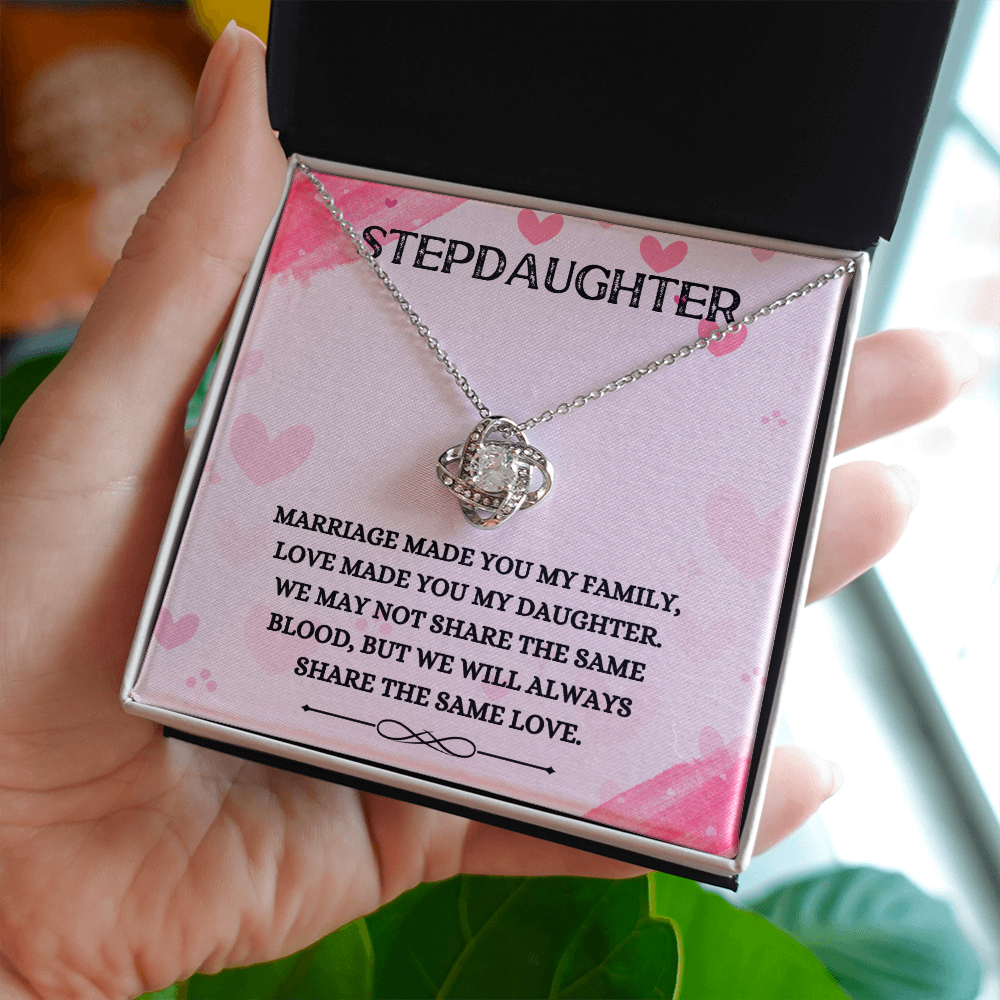 Stepdaughter - Share the Same Love - Birthday, Bonus Daughter, Love Knot Necklace, for Women, Female Gift