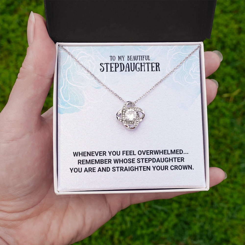 Stepdaughter - Remember - Birthday, Bonus Daughter, Love Knot Necklace, for Women, Female Gift