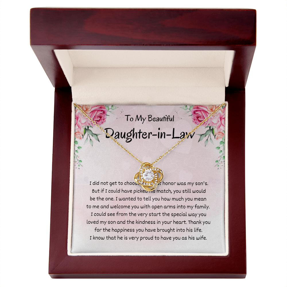 Daughter in Law - You still would Be - Birthday, Bonus Daughter, Love Knot Necklace, for Women, Female Gift
