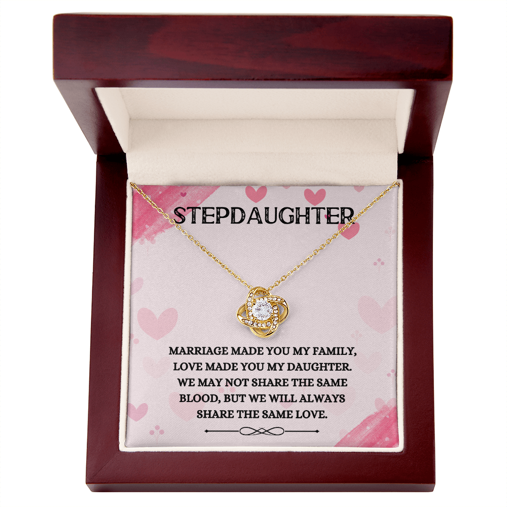 Stepdaughter - Share the Same Love - Birthday, Bonus Daughter, Love Knot Necklace, for Women, Female Gift