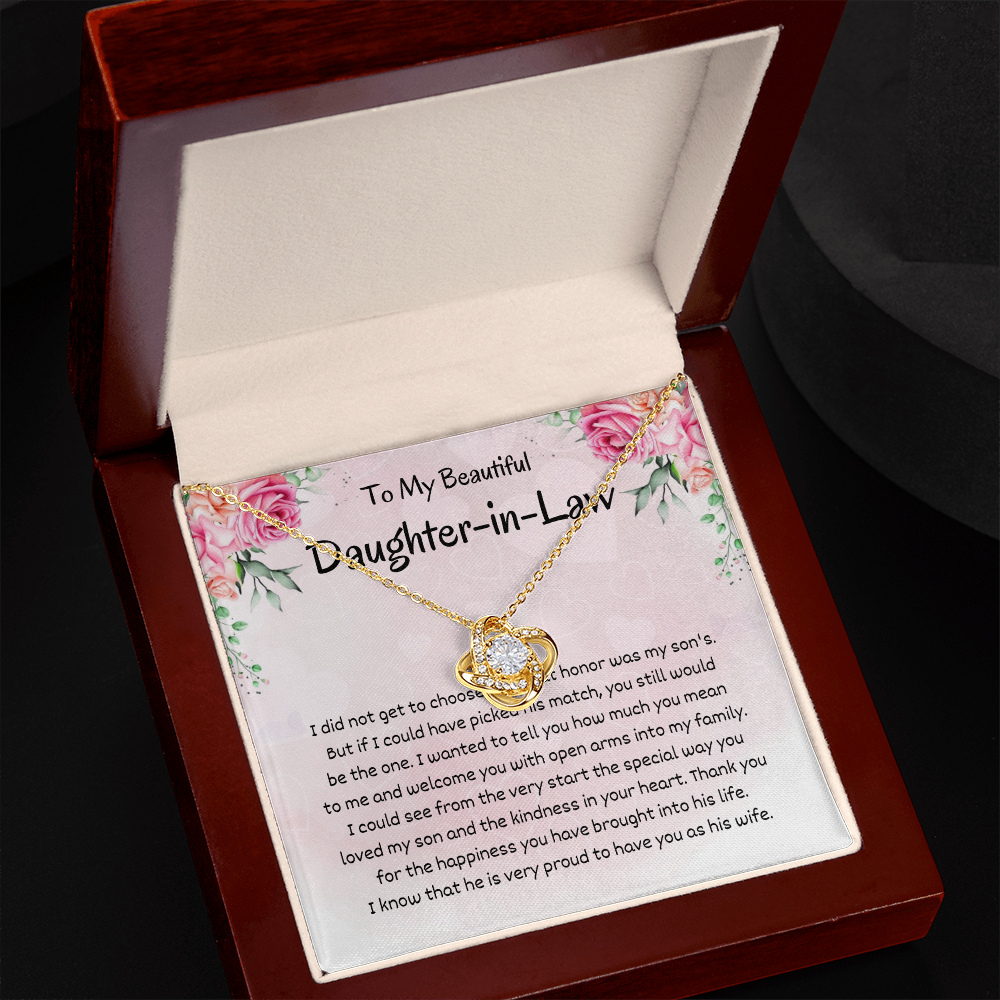 Daughter in Law - You still would Be - Birthday, Bonus Daughter, Love Knot Necklace, for Women, Female Gift