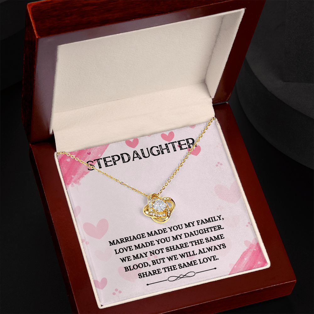 Stepdaughter - Share the Same Love - Birthday, Bonus Daughter, Love Knot Necklace, for Women, Female Gift