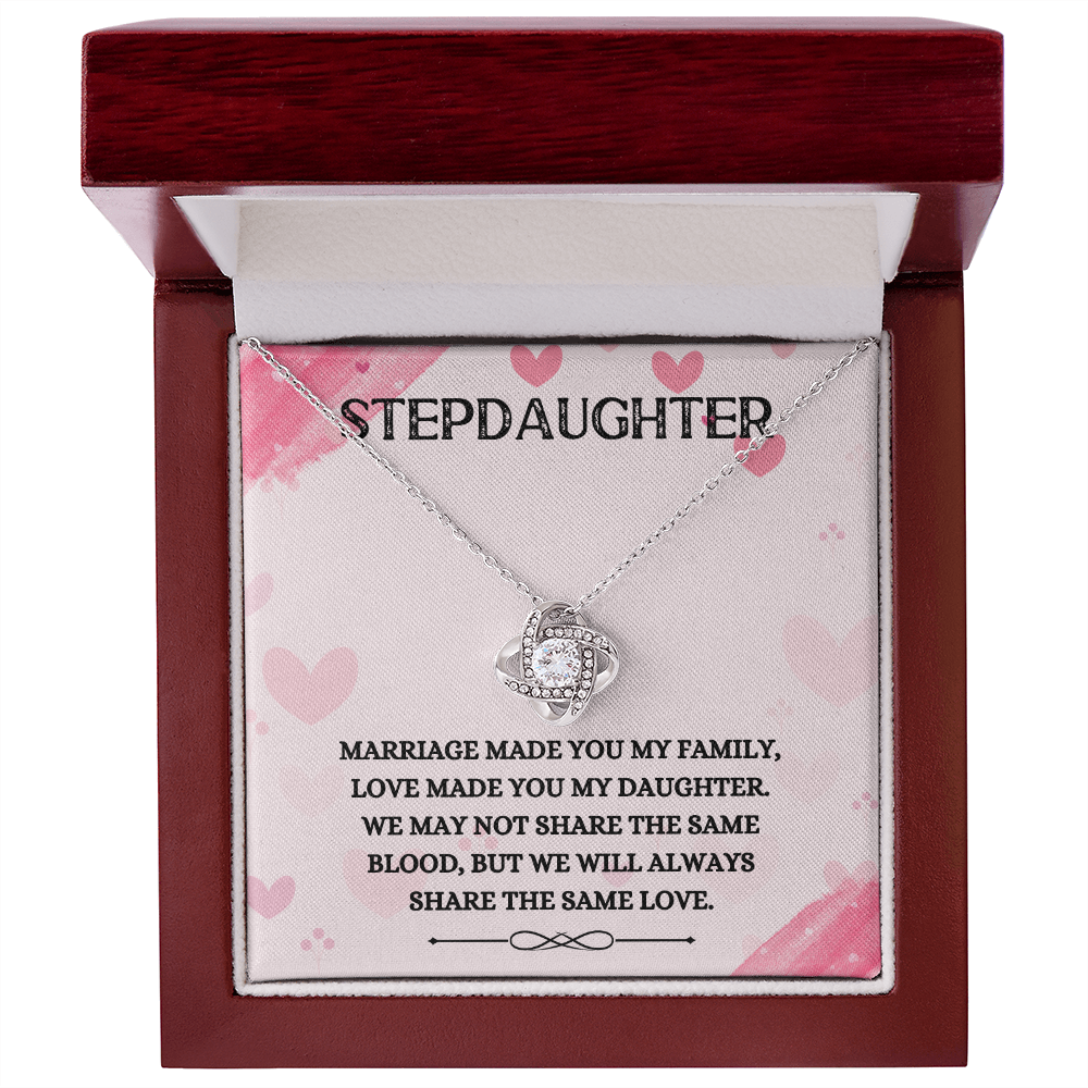 Stepdaughter - Share the Same Love - Birthday, Bonus Daughter, Love Knot Necklace, for Women, Female Gift