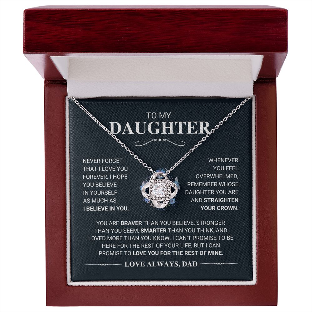 To My Daughter "Straighten Your Crown" Love Knot Necklace