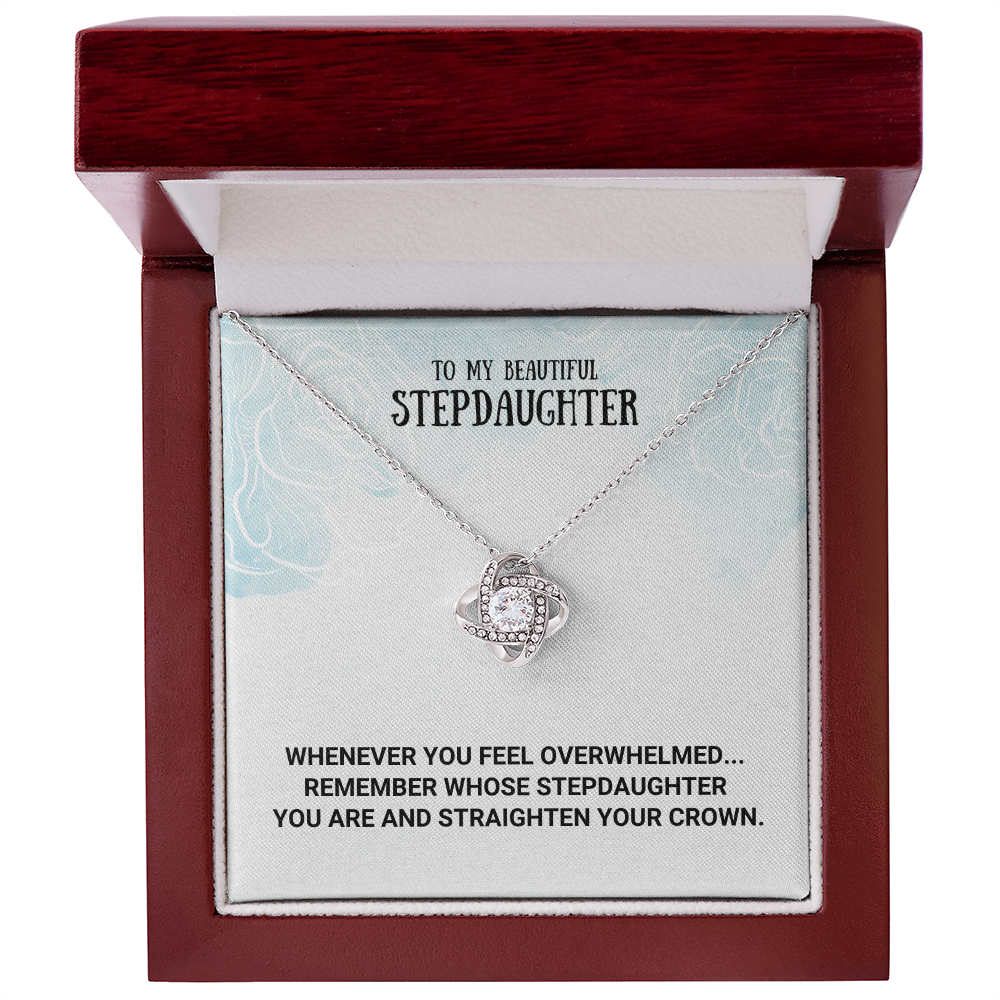 Stepdaughter - Remember - Birthday, Bonus Daughter, Love Knot Necklace, for Women, Female Gift