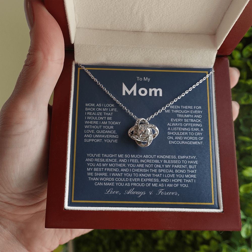 To My Mom - More Than Words - Love Knot Necklace