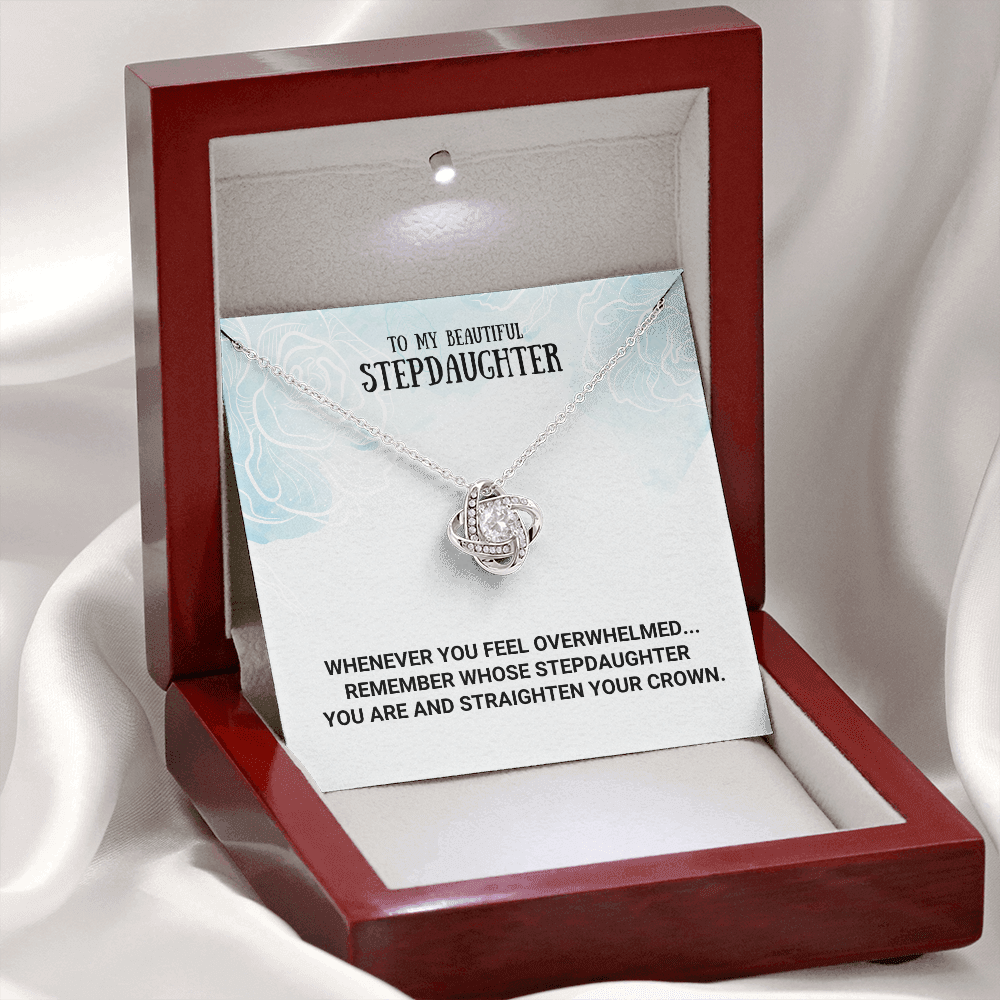 Stepdaughter - Remember - Birthday, Bonus Daughter, Love Knot Necklace, for Women, Female Gift