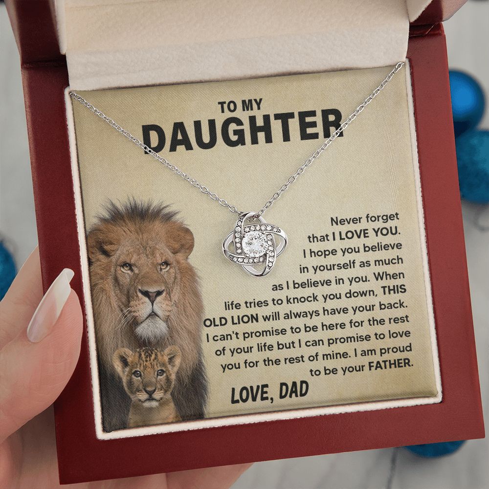 To My Daughter - Never Forget - Love Knot Necklace