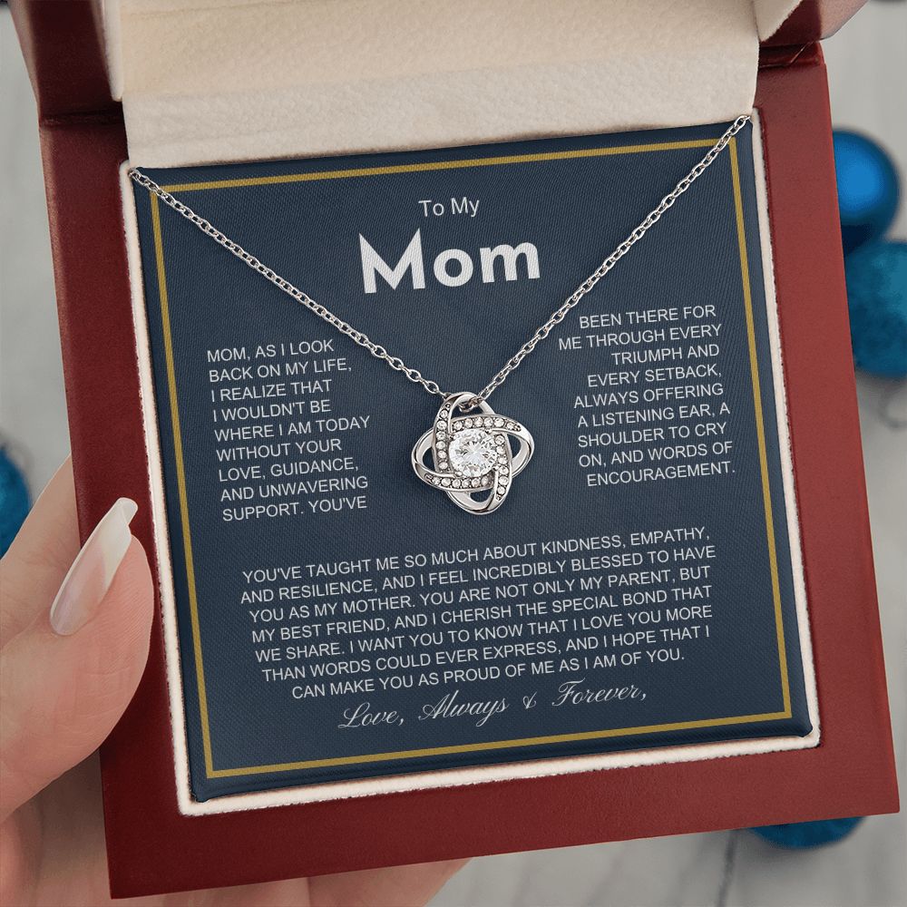 To My Mom - More Than Words - Love Knot Necklace
