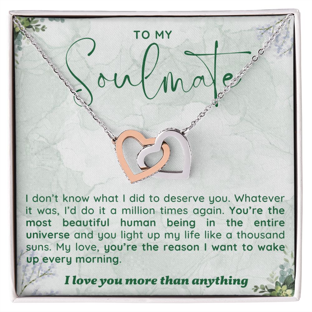 To My Soulmate - Interlocking Hearts Necklace