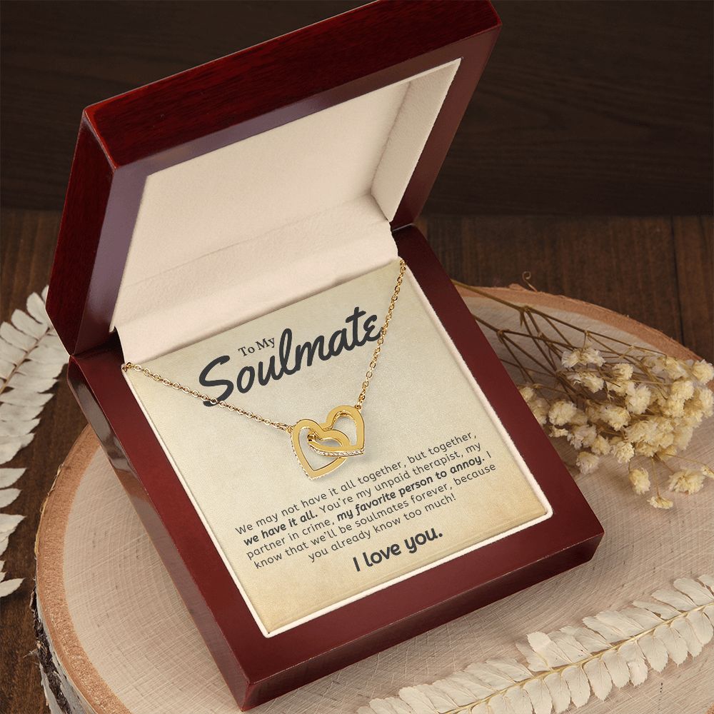 To My Soulmate - Interlocking Hearts Necklace
