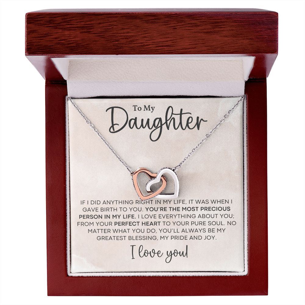 To My Daughter - Interlocking Hearts Necklace