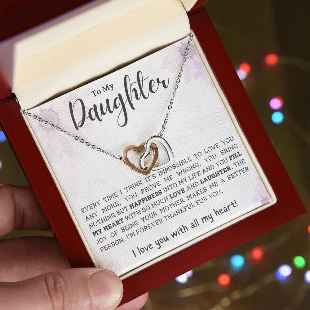 To My Daughter - Interlocking Hearts Necklace