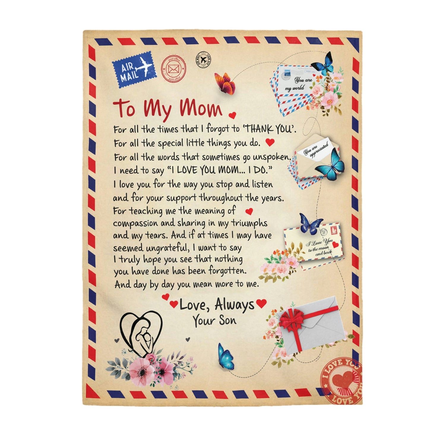 Mom - Personalized Giant Post Card Blanket cc2