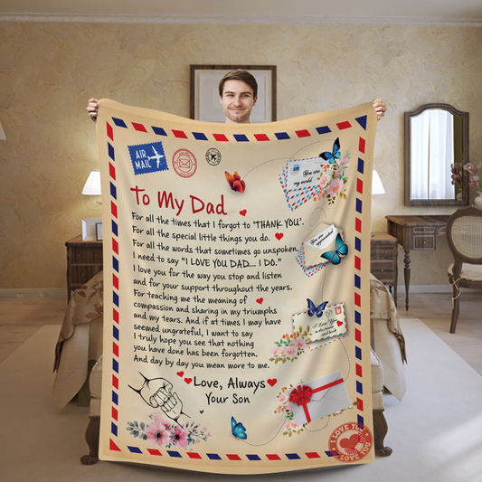 To Dad - Giant Post Card Blanket From Son