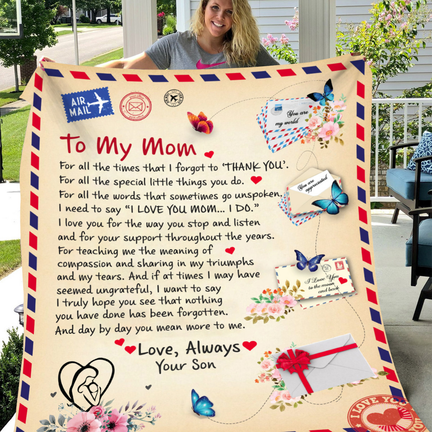 Mom - Personalized Giant Post Card Blanket cc2