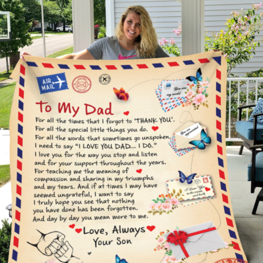 To Dad - Giant Post Card Blanket From Son