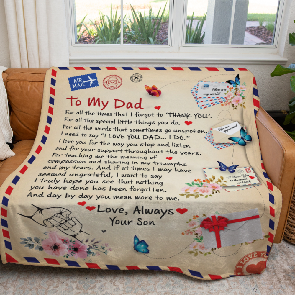 To Dad - Giant Post Card Blanket From Son