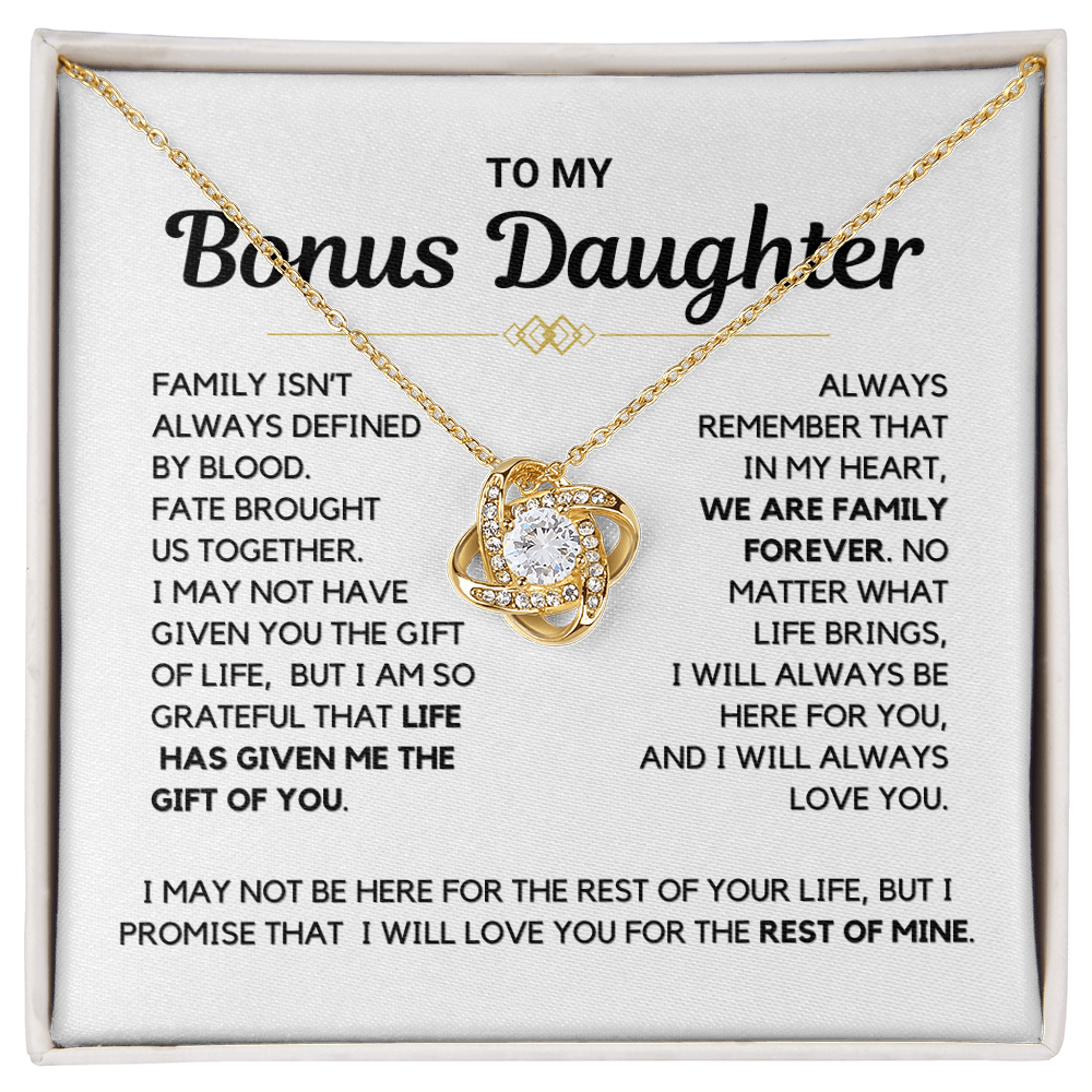 Bonus Daughter - "Family Forever" Love Knot Necklace Gift Set