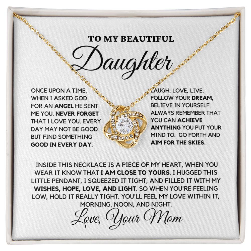 Daughter Gift "Close To Yours" Love Knot Necklace From Mom