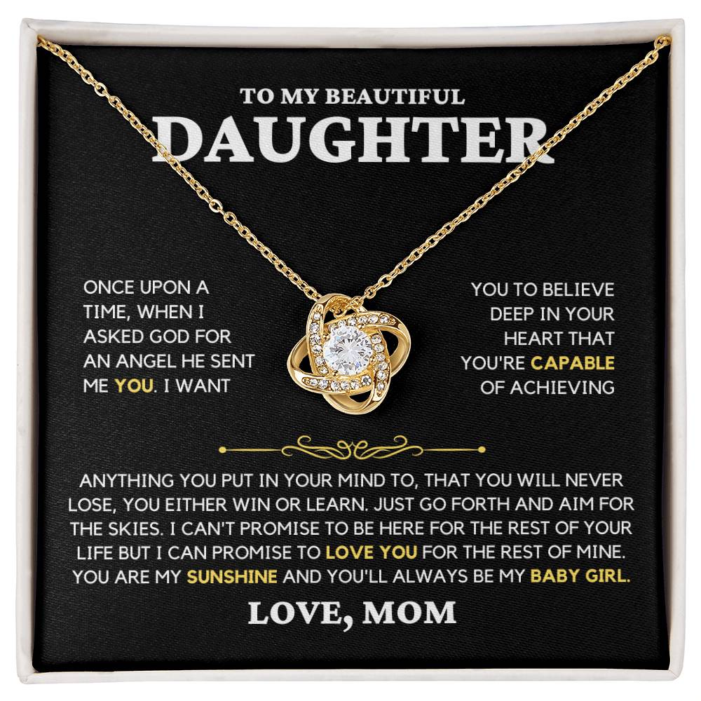 Daughter Gift "My Baby Girl" Love Knot Necklace From Mom