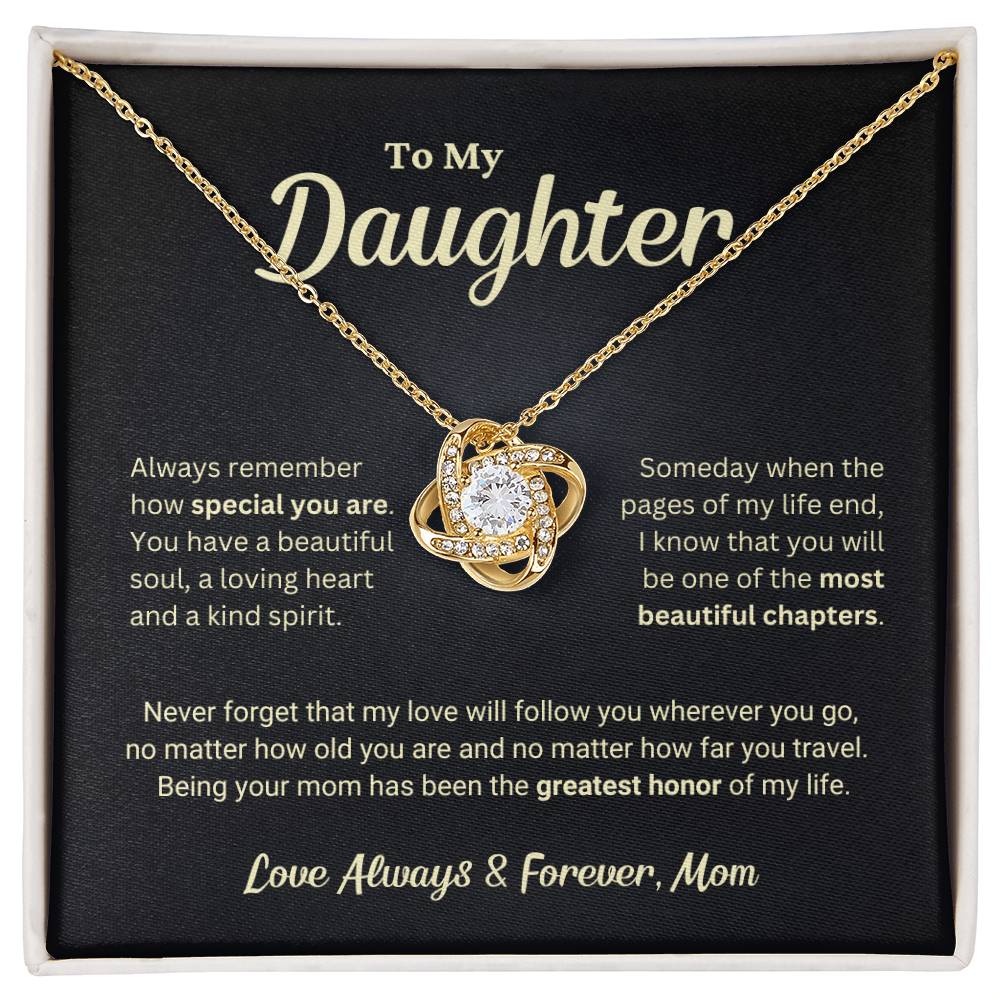 Daughter Gift "The Greatest Honor" Love Knot Necklace From Mom