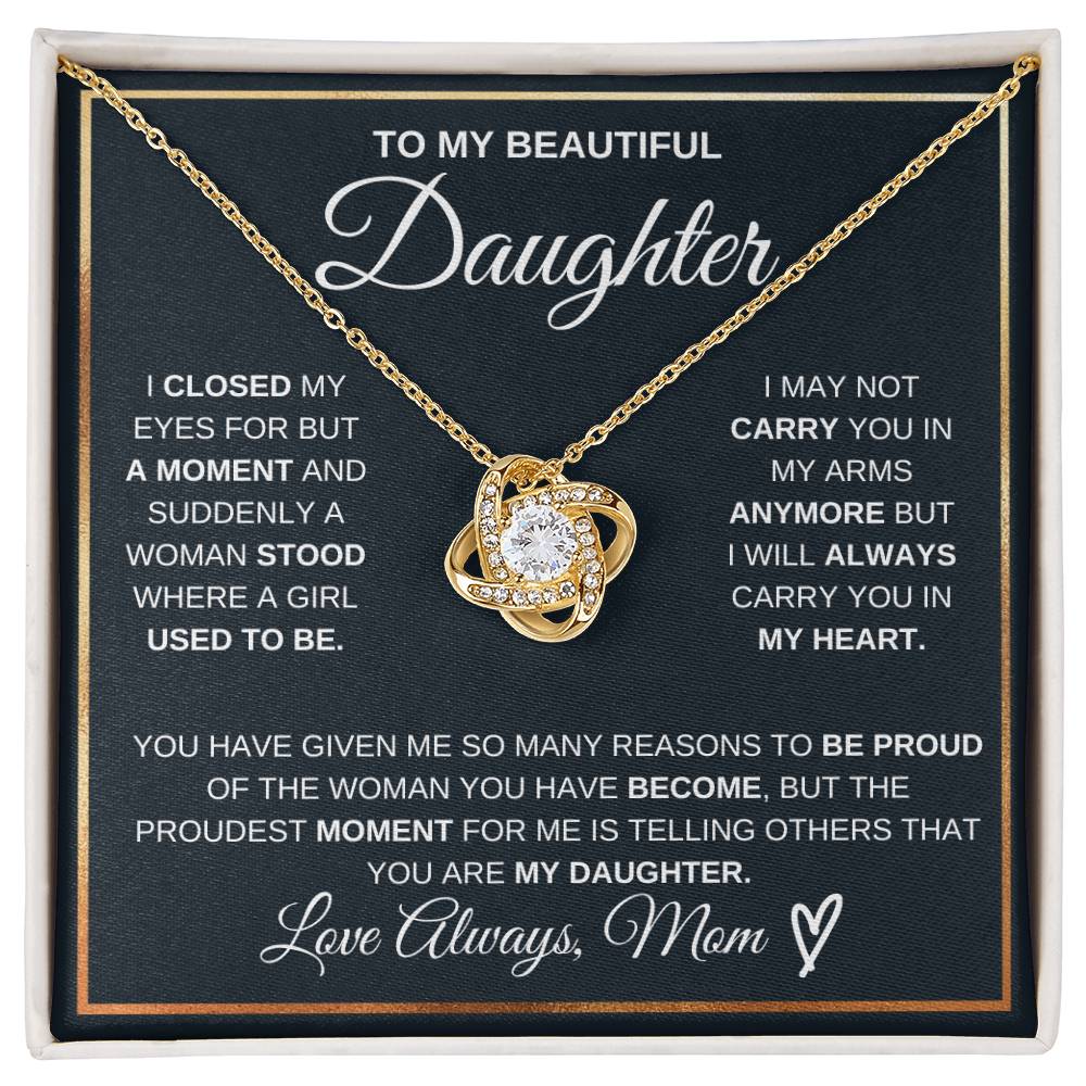 Daughter Gift "You Are My Daughter" Love Knot Necklace From Mom