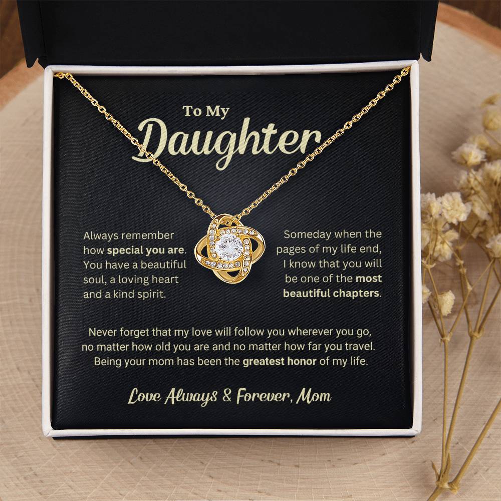 Daughter Gift "The Greatest Honor" Love Knot Necklace From Mom