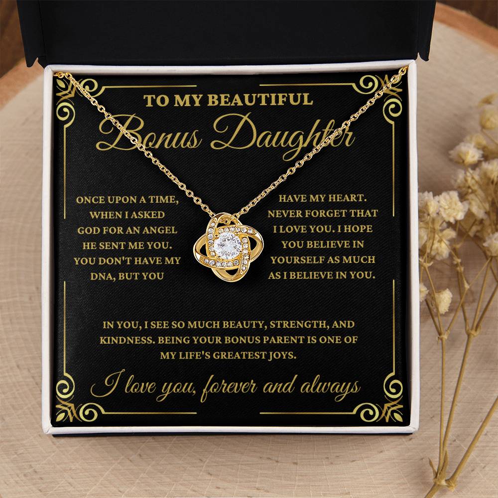 To My Beautiful Bonus Daughter - Love Knot Necklace