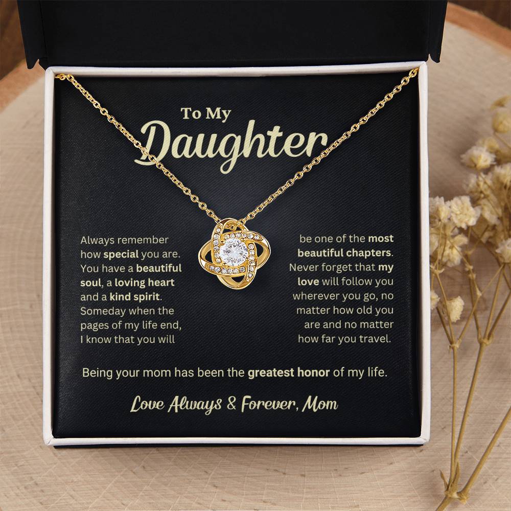 Daughter Gift "The Greatest Honor" Love Knot Necklace From Mom