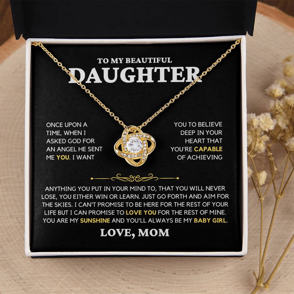 Daughter Gift "My Baby Girl" Love Knot Necklace From Mom