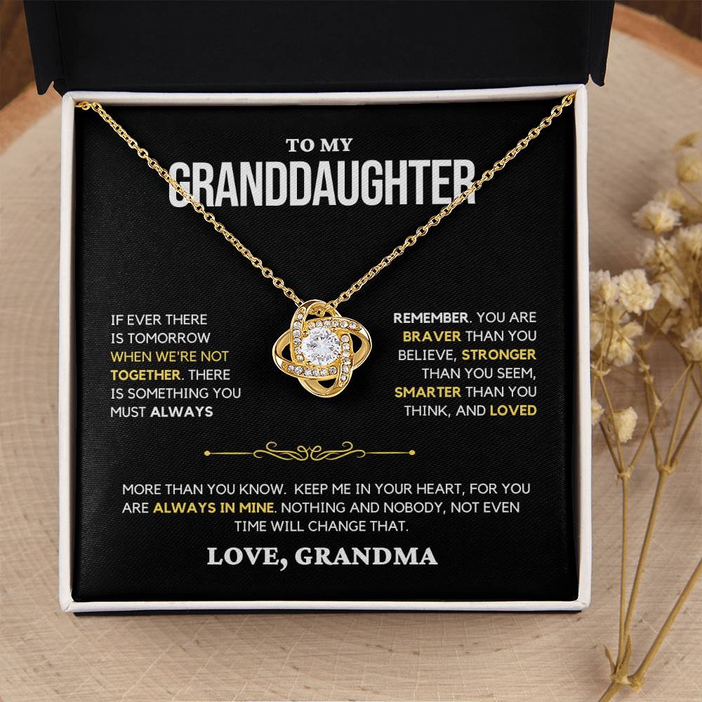 Granddaughter Gift "Always Remember" Love Knot Necklace From Grandma