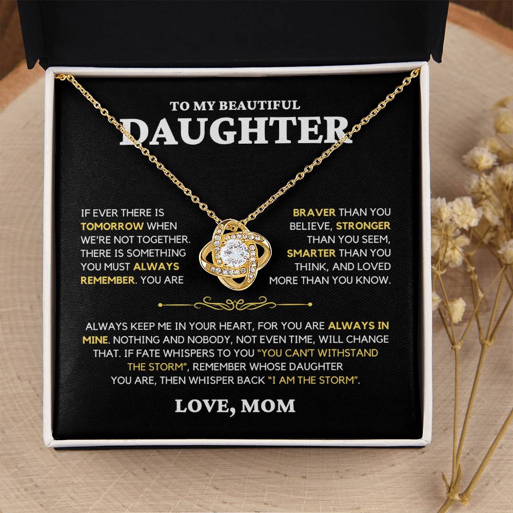 Daughter Gift "Always Remember" Love Knot Necklace From Mom