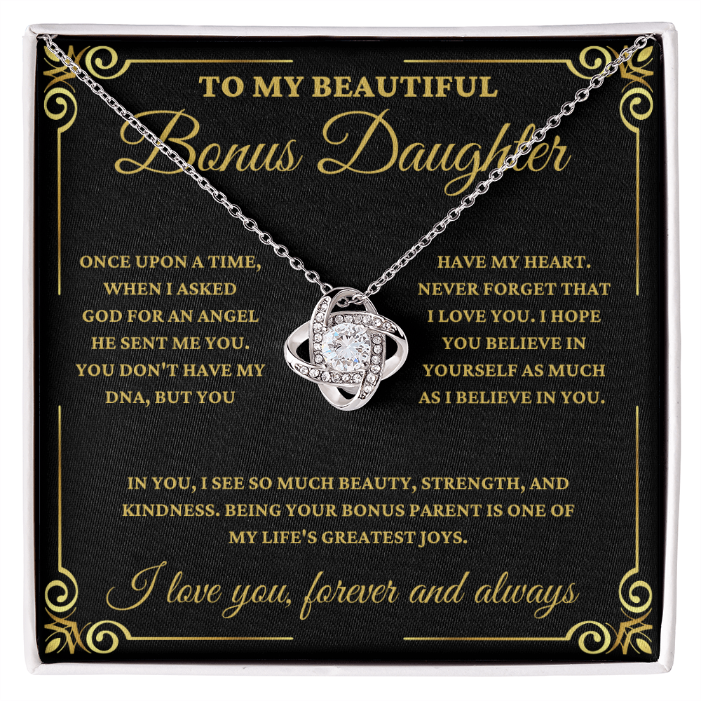 To My Beautiful Bonus Daughter - Love Knot Necklace