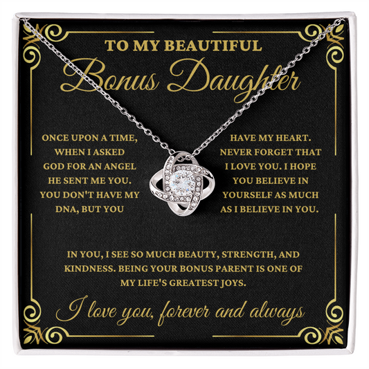 To My Beautiful Bonus Daughter - Love Knot Necklace