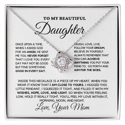 Daughter Gift "Close To Yours" Love Knot Necklace From Mom