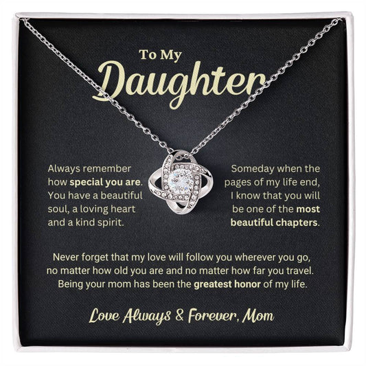 Daughter Gift "The Greatest Honor" Love Knot Necklace From Mom